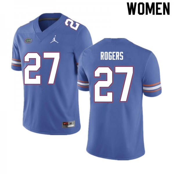 Women #27 Jahari Rogers Florida Gators College Football Jersey Blue